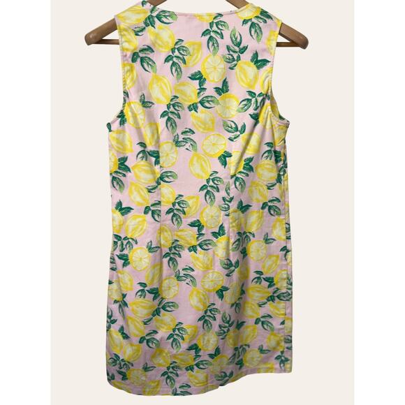 Cynthia Rowley Pink Yellow Lemon Fruit Print Sleeveless Shift Mini Dress Size 4 - Picture 5 of 9